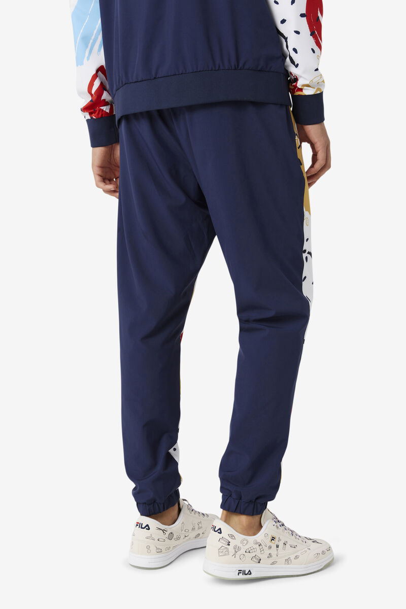 Navy / White / Red Men's Fila Fila X The Museum Printed Track Pant Pants | BGf7pirgVZm