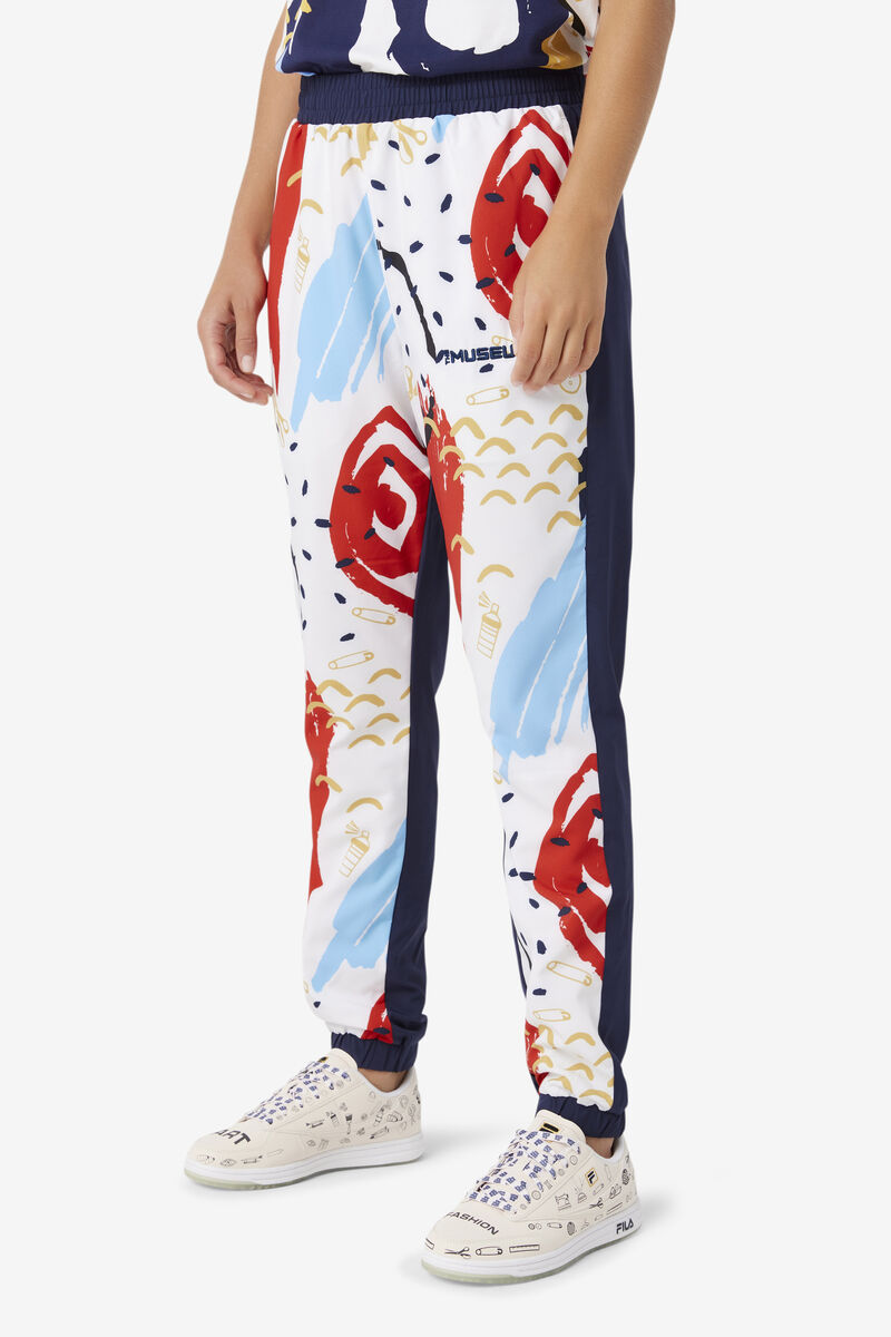 Navy / White / Red Men's Fila Fila X The Museum Printed Track Pant Pants | BGf7pirgVZm