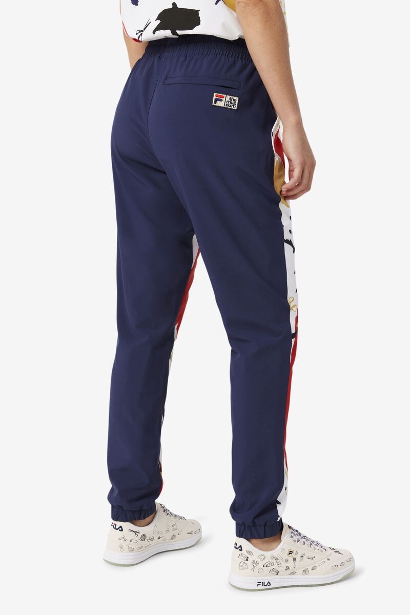 Navy / White / Red Men's Fila Fila X The Museum Printed Track Pant Pants | BGf7pirgVZm