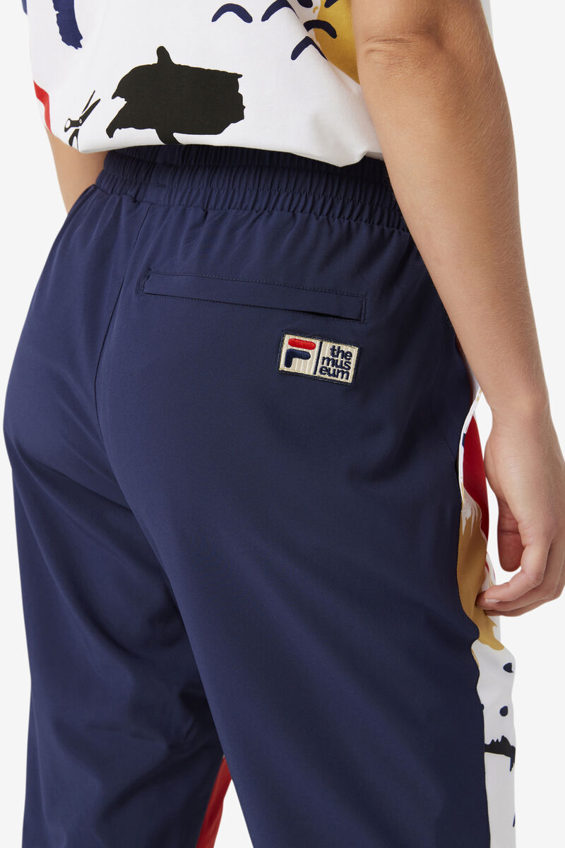 Navy / White / Red Men's Fila Fila X The Museum Printed Track Pant Pants | BGf7pirgVZm