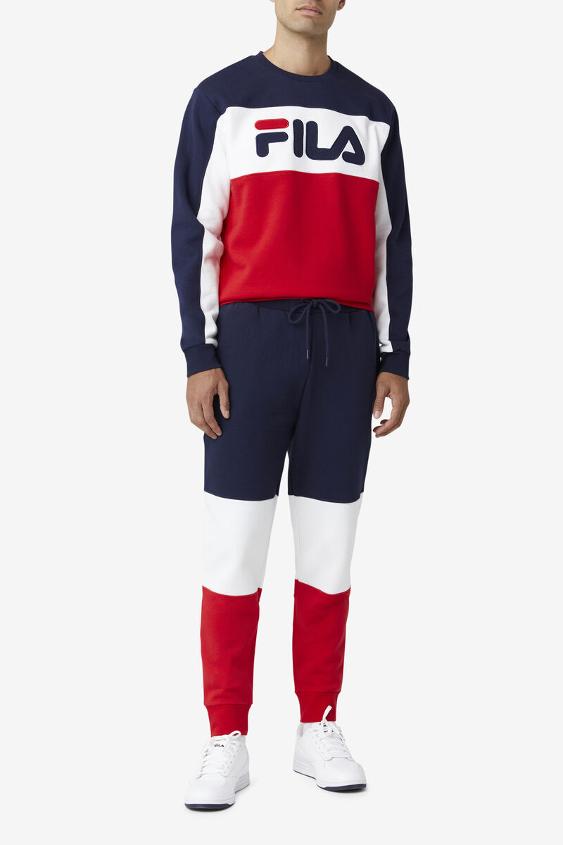 Navy / White / Red Men's Fila France Pant Pants | aIxqQxhlBLa