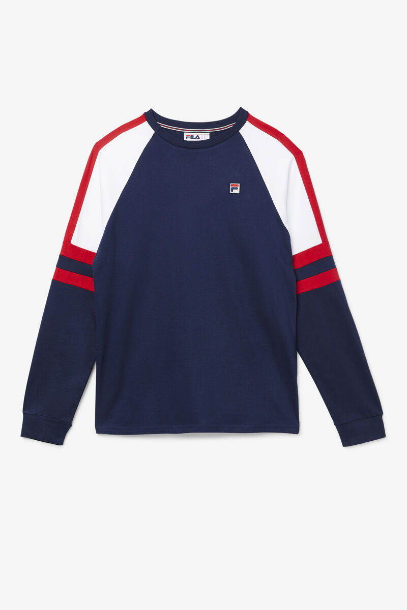 Navy / White / Red Men\'s Fila Mekong Long Sleeve Shirt | rL9zxBIdrtY