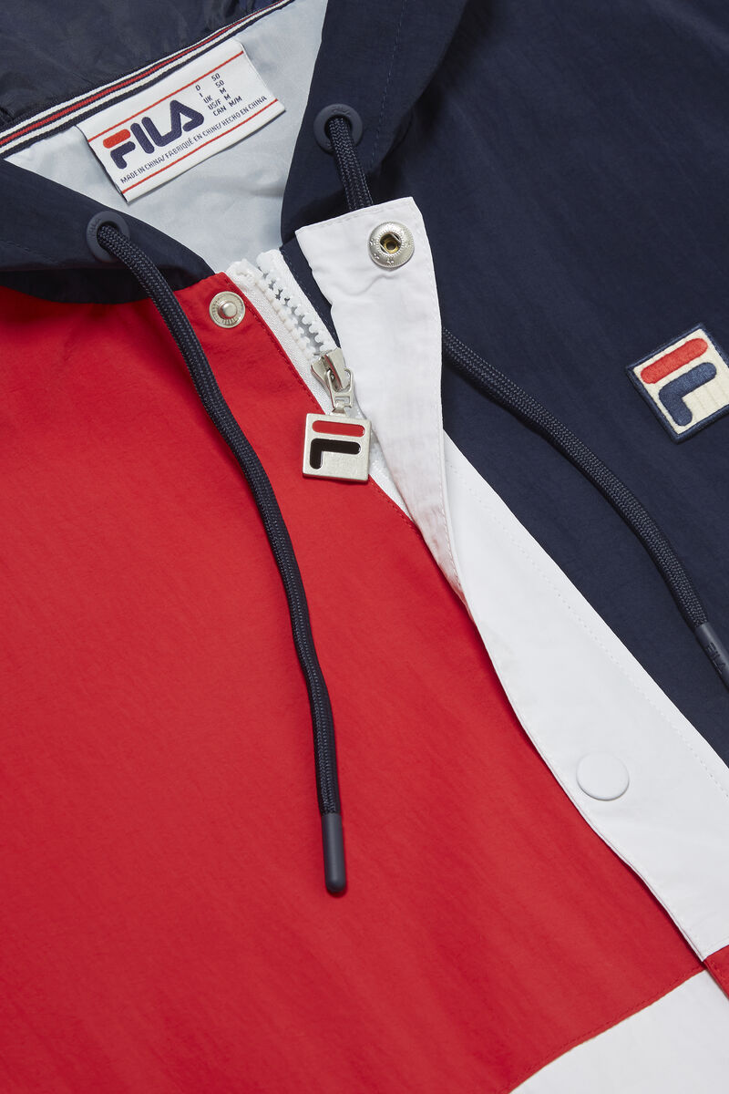 Navy / White / Red Men's Fila Prentice Wind Jacket Jackets | HPNcGAKiFST