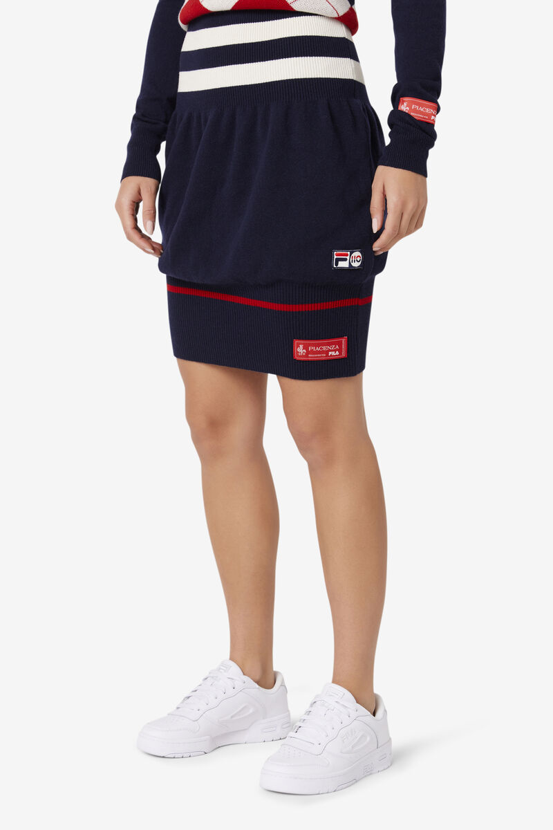 Navy / White / Red Women's Fila 110 Cashmere Girdle Skirt Skirts | Ek8XZYmoCRZ