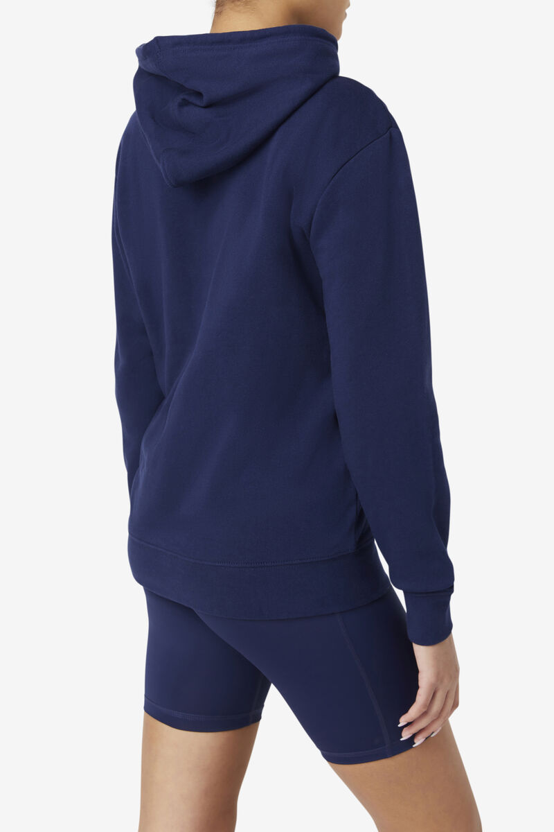 Navy / White Women's Fila Lucy Hoodie Hoodies | yDYMBQskZZg