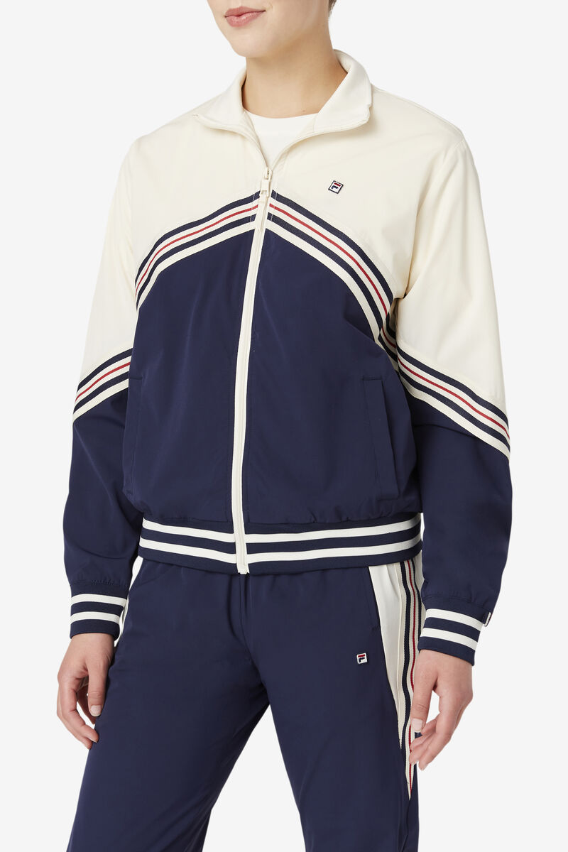 Navy / White Women's Fila Ornelia Track Jacket Tracksuits | U2UYNICcYIN