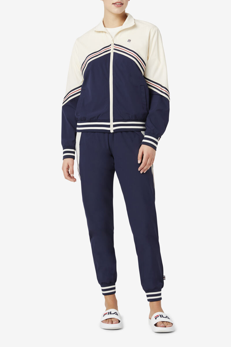 Navy / White Women's Fila Ornelia Track Jacket Tracksuits | U2UYNICcYIN