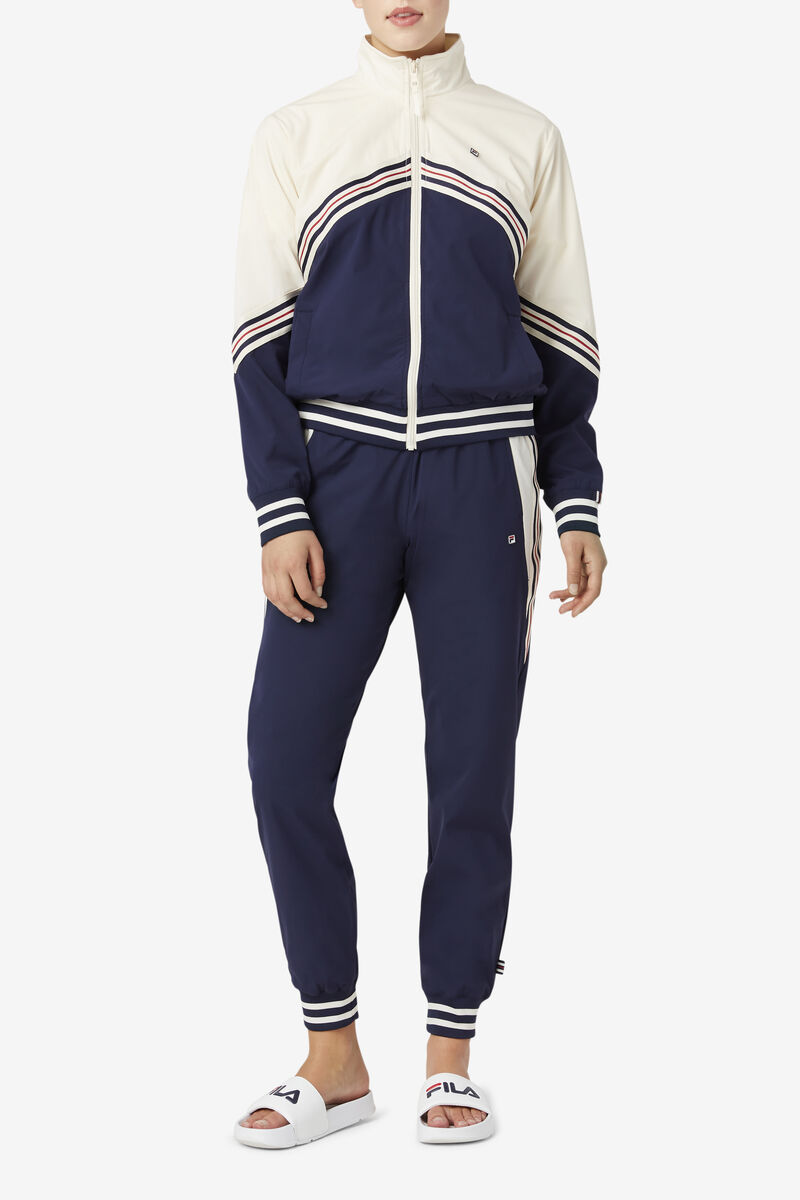 Navy / White Women's Fila Tutti Track Pants Jackets | zxL92ra6aN7