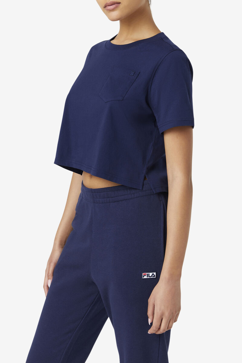 Navy Women's Fila Blenda T Shirts | beh6hFodcEc