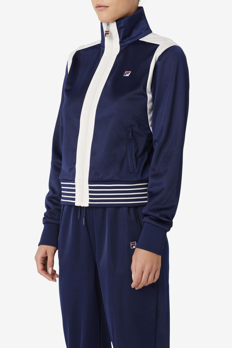 Navy Women's Fila Charlie Track Jacket Jackets | srivaDJDAeE