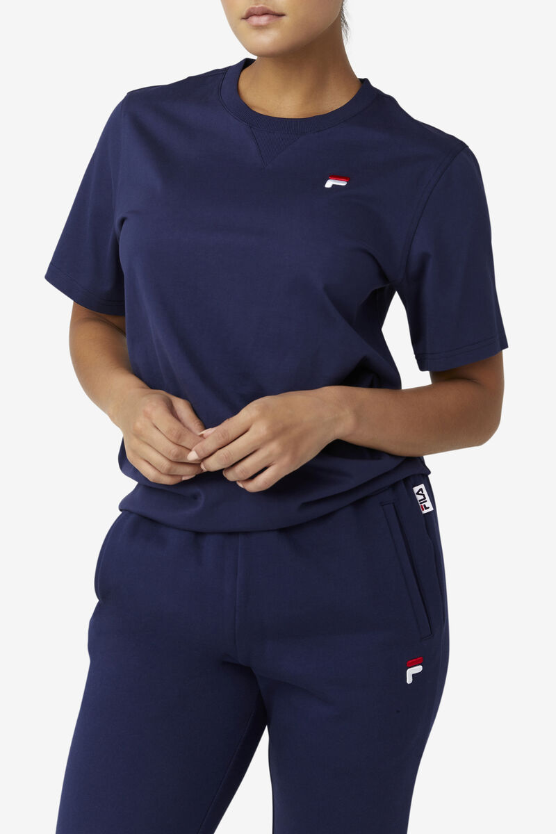 Navy Women's Fila Derion T Shirts | 8fsv2ovR4K2