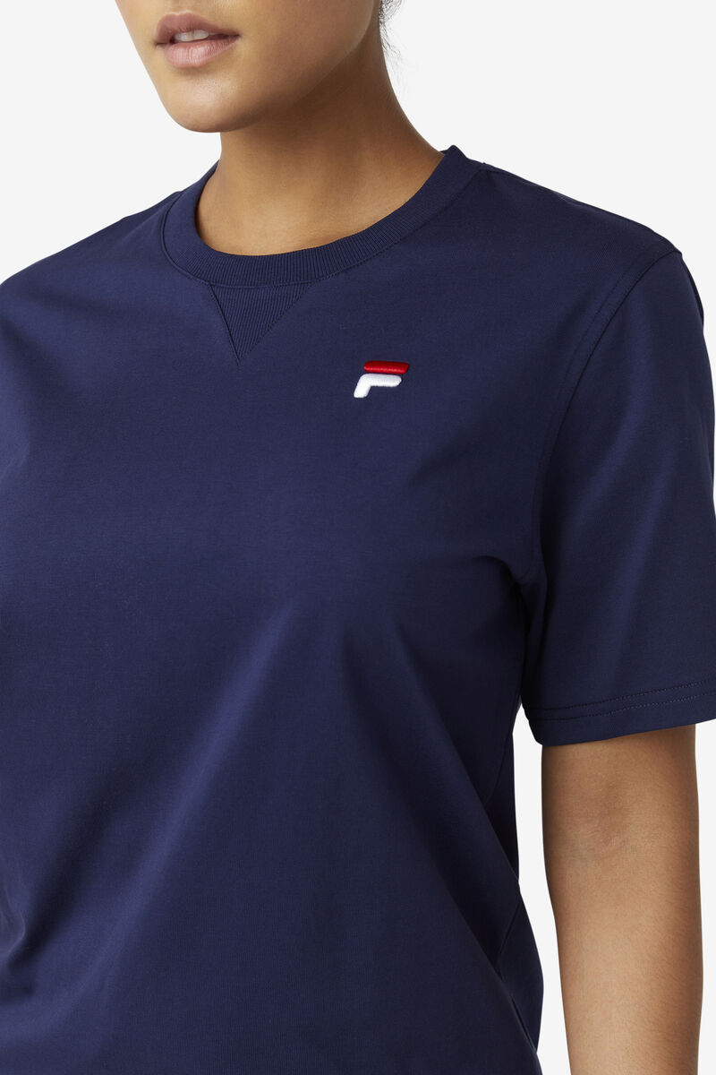 Navy Women's Fila Derion T Shirts | 8fsv2ovR4K2