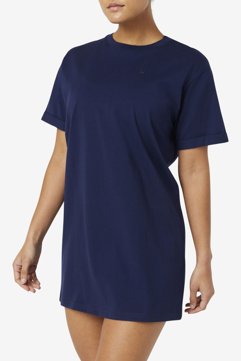 Navy Women's Fila Fauna T-shirt Dress Dresses | SnONywNMB2N