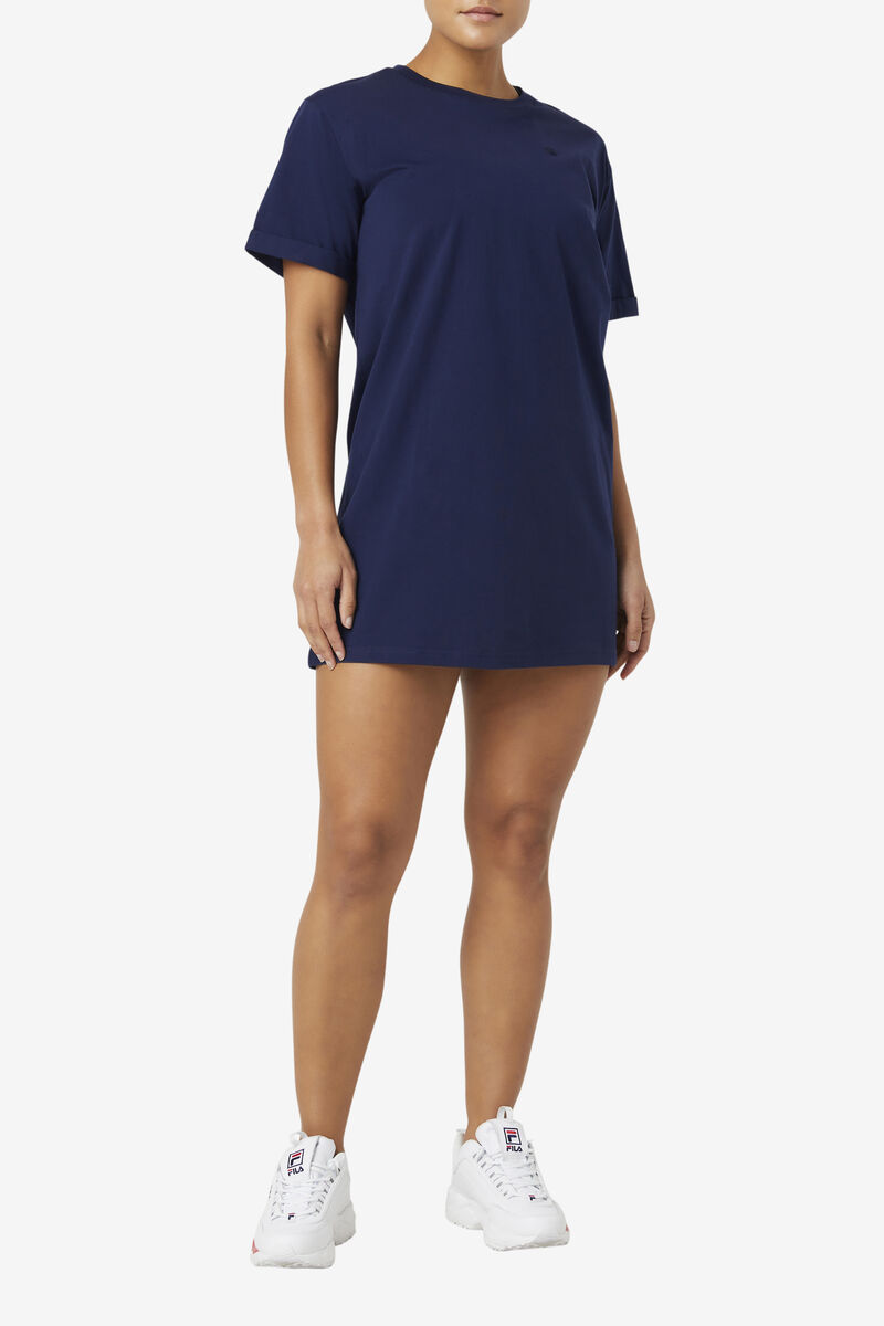 Navy Women's Fila Fauna T-shirt Dress Dresses | SnONywNMB2N