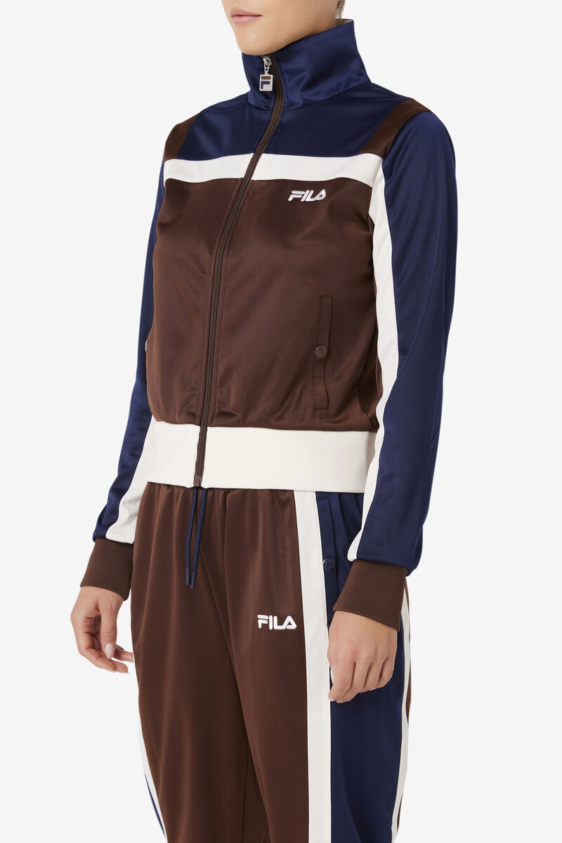 Navy Women's Fila Vesta Track Jacket Jackets | fzhuHnC4yaC