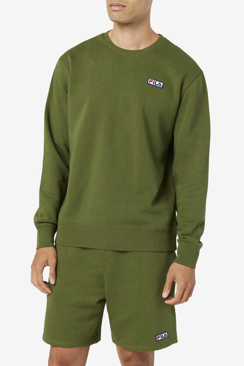 Olive Men's Fila Garran Crew Sweatshirts | cLQxAeyjjOm