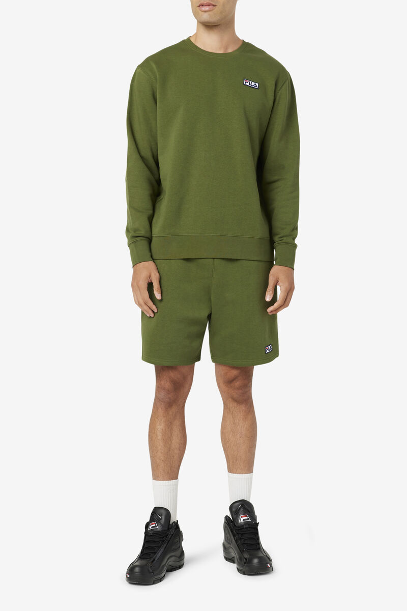 Olive Men's Fila Garran Crew Sweatshirts | cLQxAeyjjOm