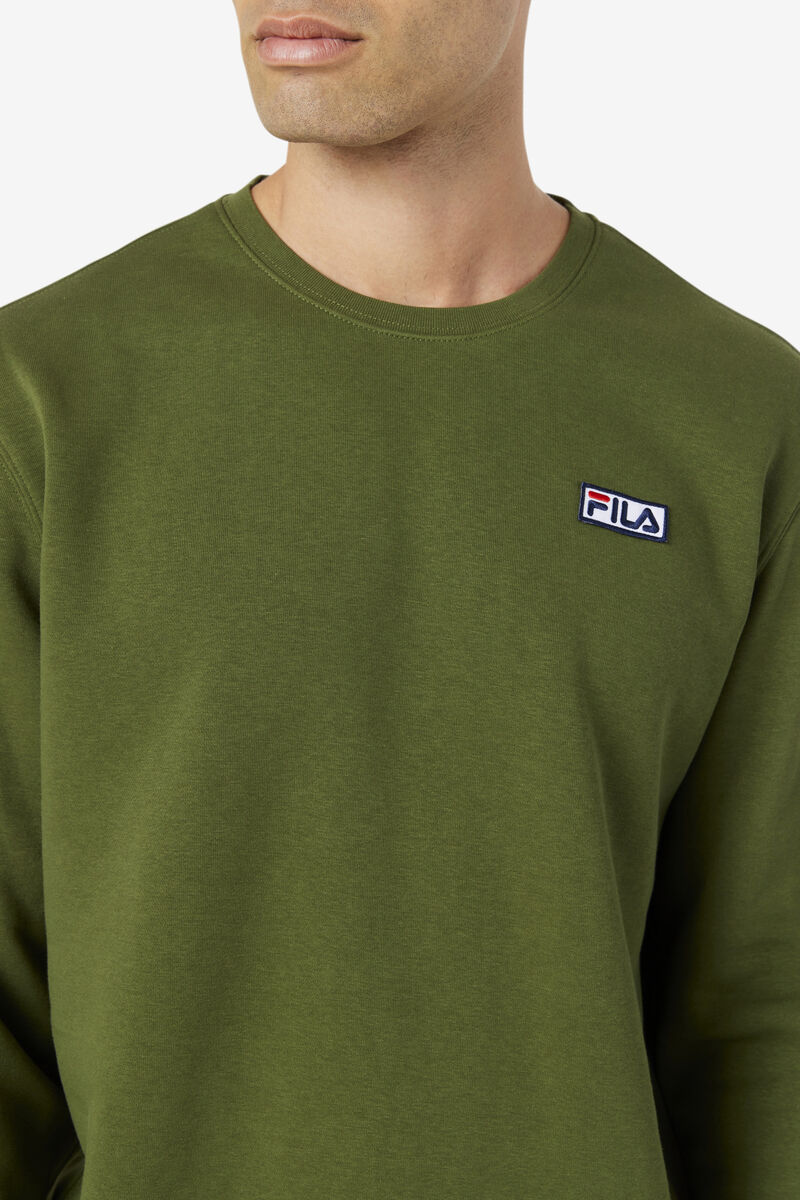 Olive Men's Fila Garran Crew Sweatshirts | cLQxAeyjjOm