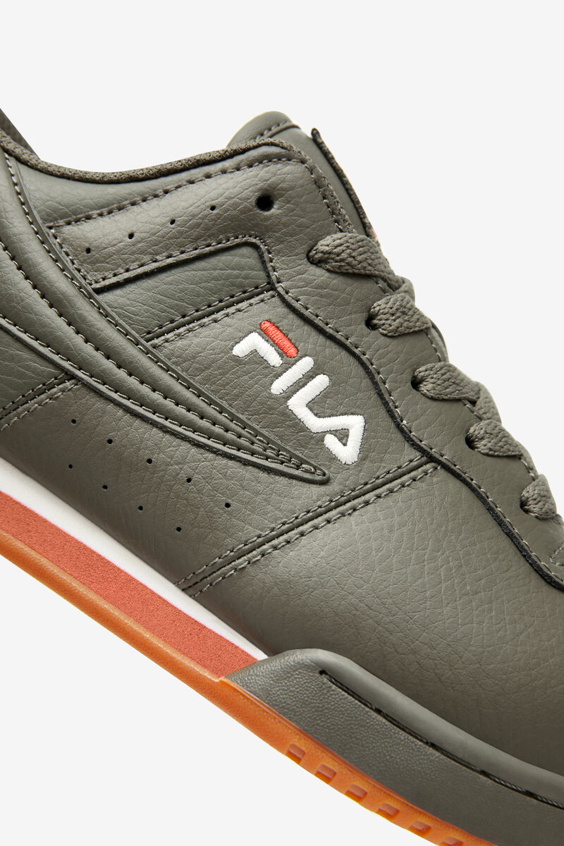 Olive / White / Red Men's Fila Original Fitness Flat Shoes | Q9F2EC76ysr