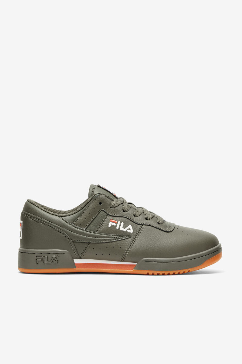 Olive / White / Red Men\'s Fila Original Fitness Flat Shoes | Q9F2EC76ysr