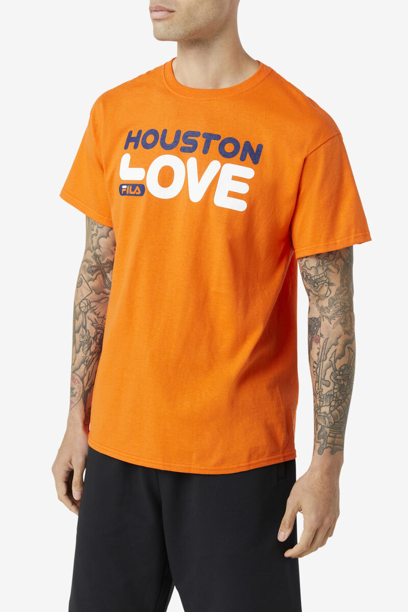 Orange Men's Fila Houston Love T Shirts | 6fcVwLUWCH9