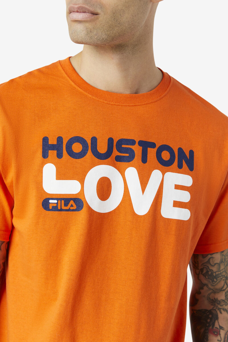 Orange Men's Fila Houston Love T Shirts | 6fcVwLUWCH9