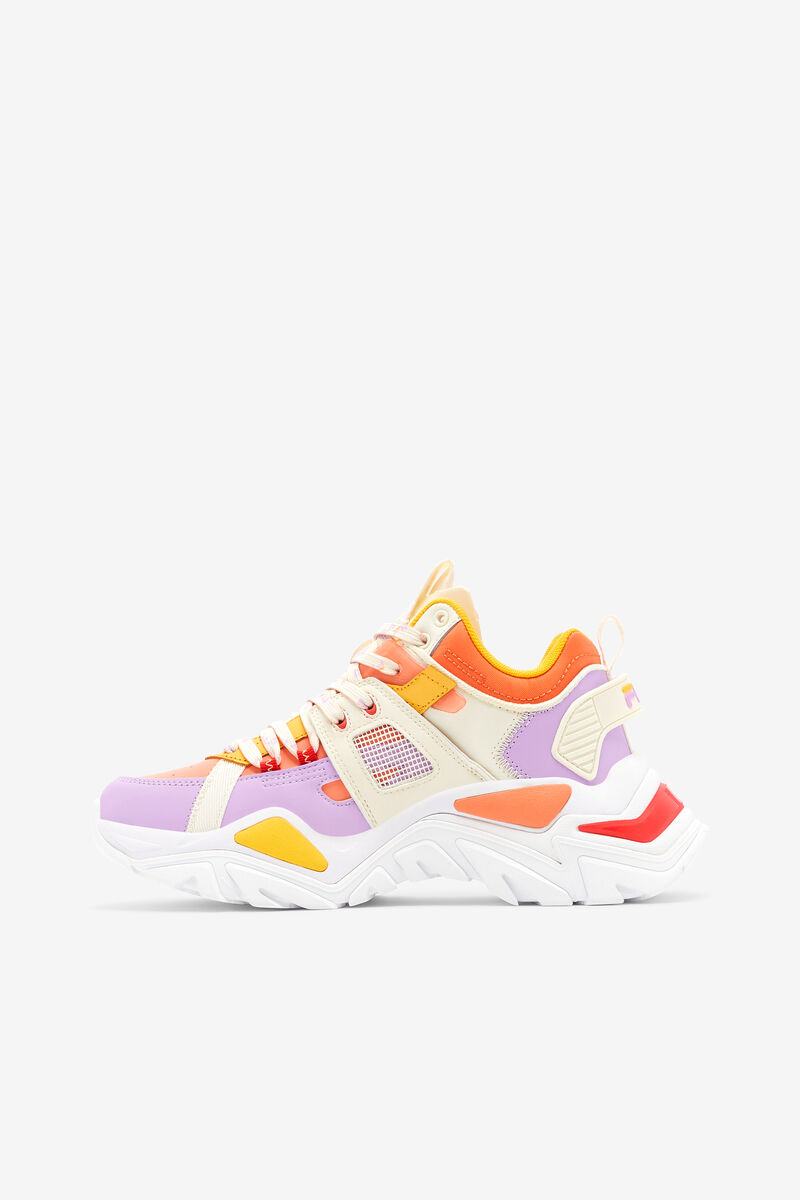 Orange Women's Fila Cage Mid Mixed Media Trainers | mjLbv5BL52y