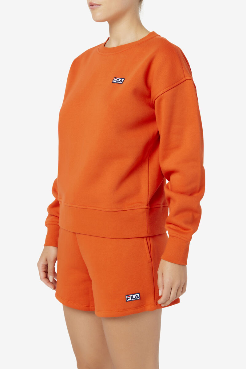 Orange Women's Fila Stina Crew Sweatshirts | jqFhGBQUhCU