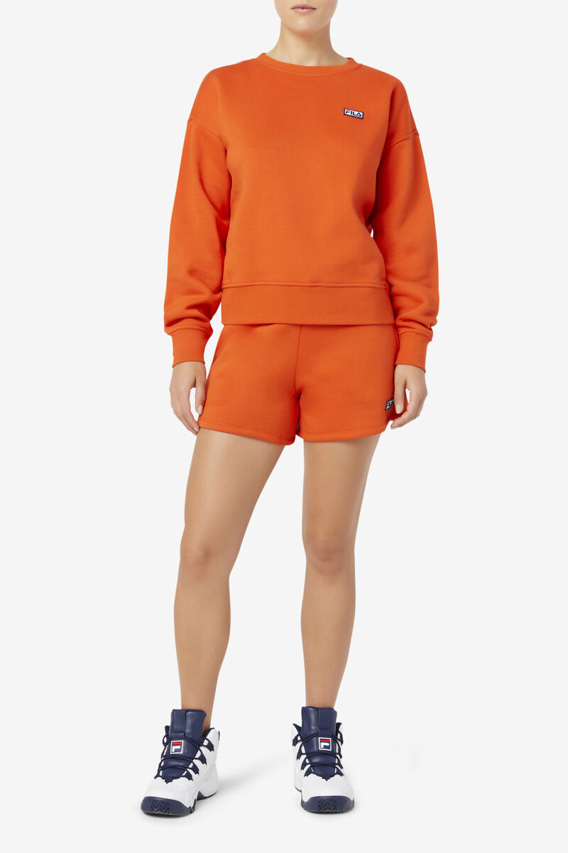 Orange Women's Fila Stina Crew Sweatshirts | jqFhGBQUhCU