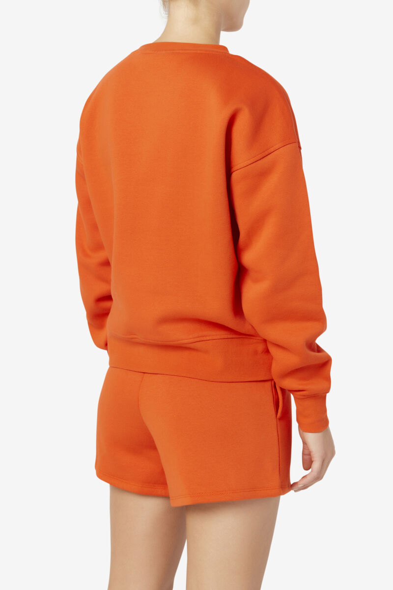 Orange Women's Fila Stina Crew Sweatshirts | jqFhGBQUhCU