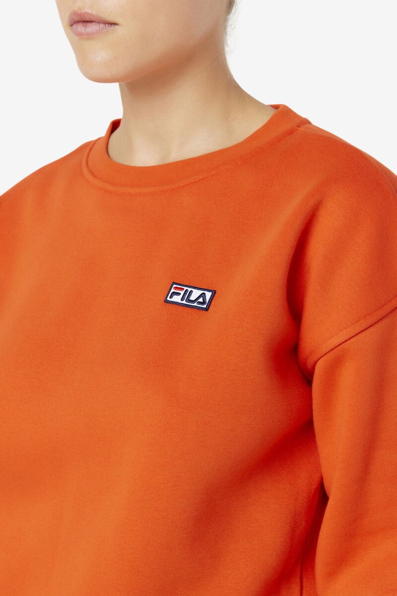 Orange Women's Fila Stina Crew Sweatshirts | jqFhGBQUhCU