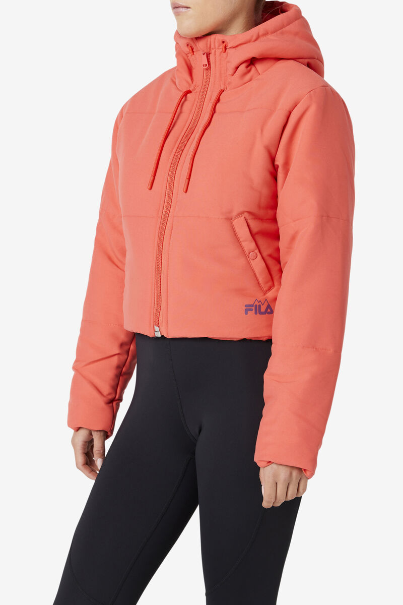 Pink Women's Fila Eden Puffer Jacket Jackets | bwgZkkEx7Fh