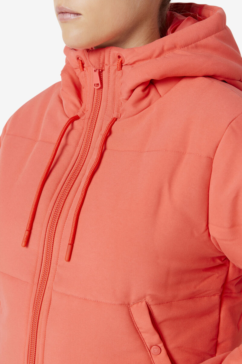 Pink Women's Fila Eden Puffer Jacket Jackets | bwgZkkEx7Fh