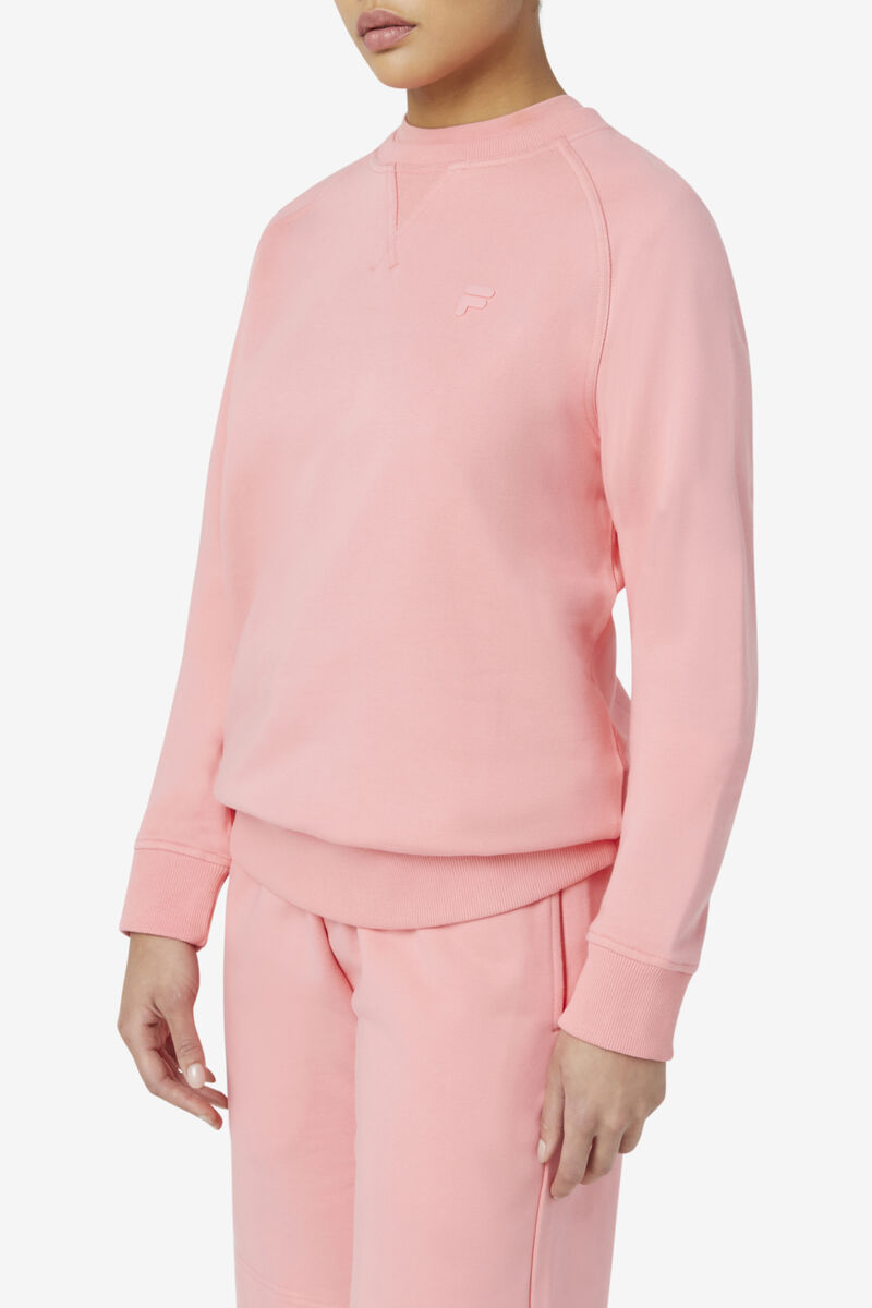 Pink Women's Fila Logan Crewneck Sweatshirts | t9aXQxZ2zWD