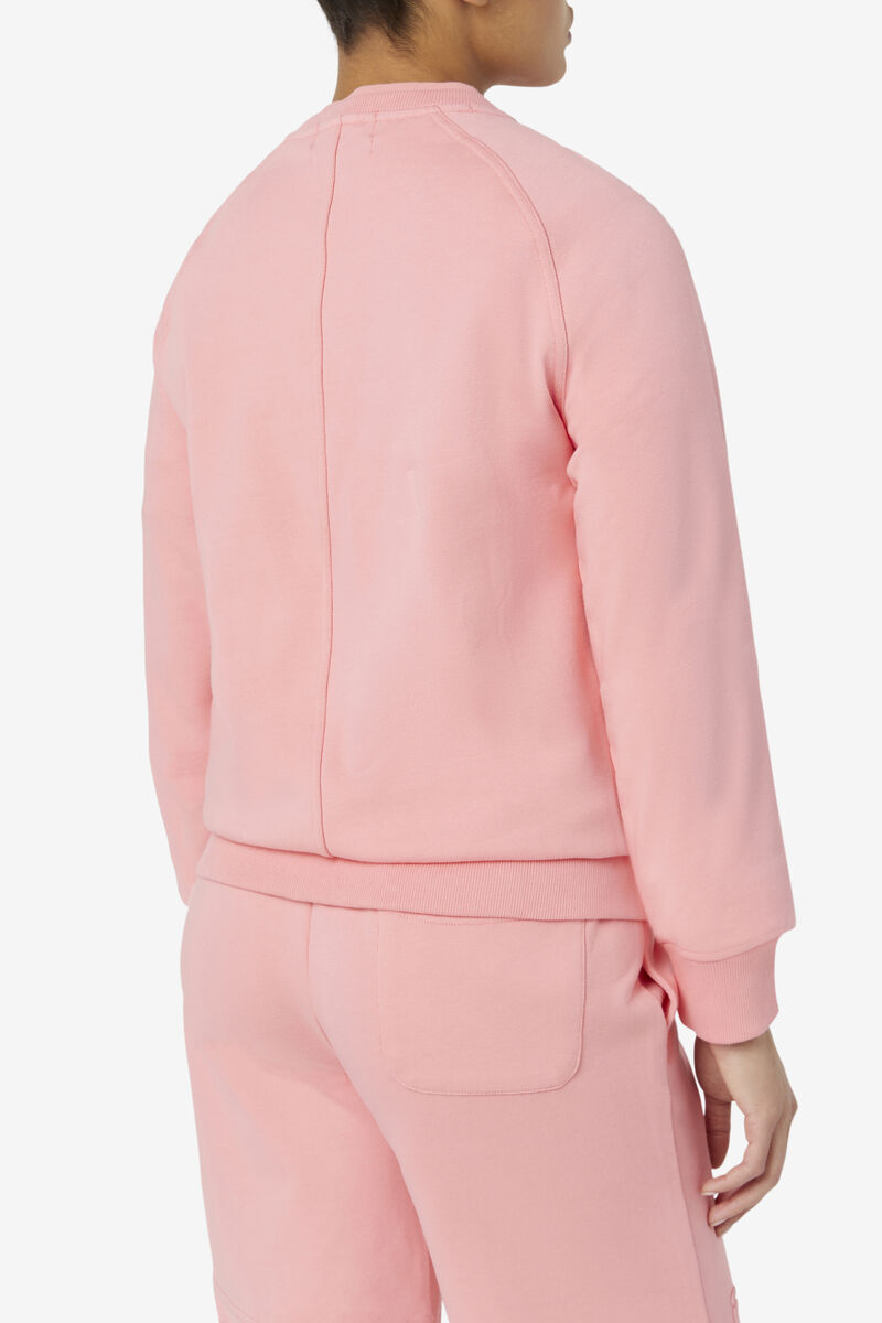 Pink Women's Fila Logan Crewneck Sweatshirts | t9aXQxZ2zWD