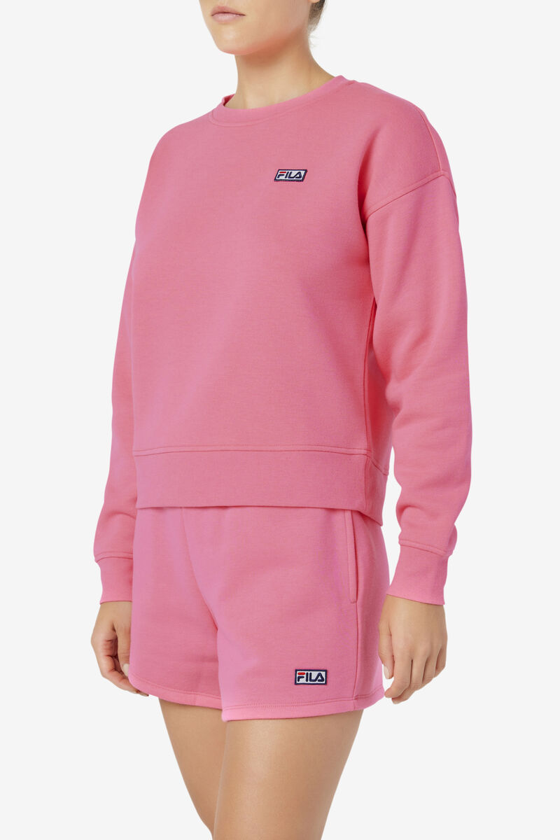 Pink Women's Fila Stina Crew Sweatshirts | RWgvQopp8ay