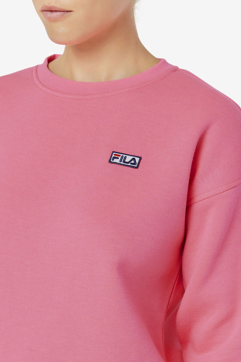 Pink Women's Fila Stina Crew Sweatshirts | RWgvQopp8ay