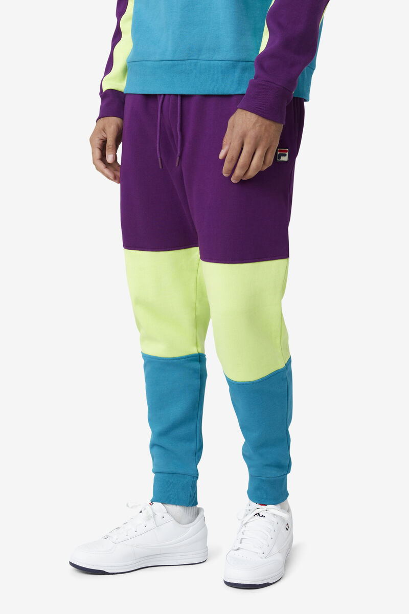 Purple / Green Men's Fila France Pant Pants | nuDNI6OUvHl