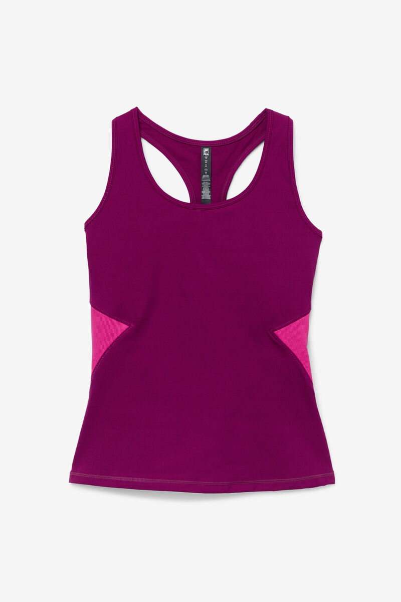 Purple / Light Pink Women\'s Fila Uplift Open Racerback Tank Top Sports Bra | KMVY1R7Orp7