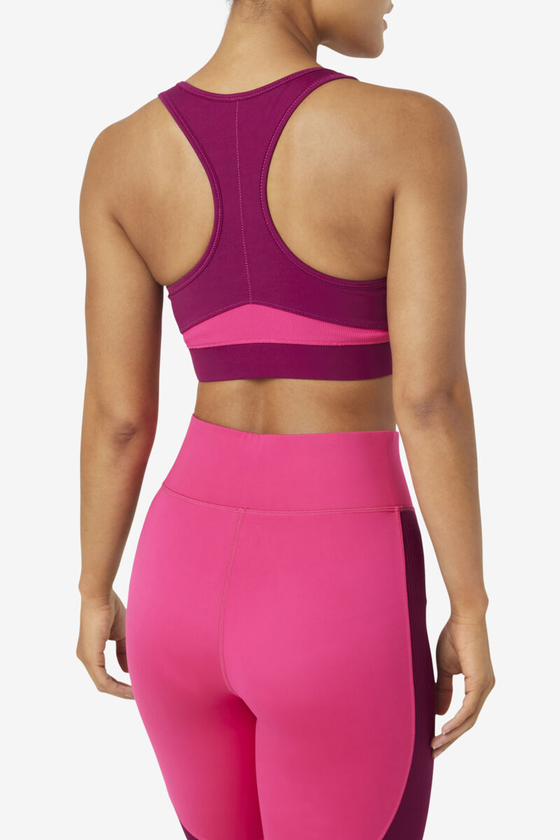 Purple / Light Pink Women's Fila Uplift Racerback Sports Bra Sports Bra | Mv1mVdXxzX4