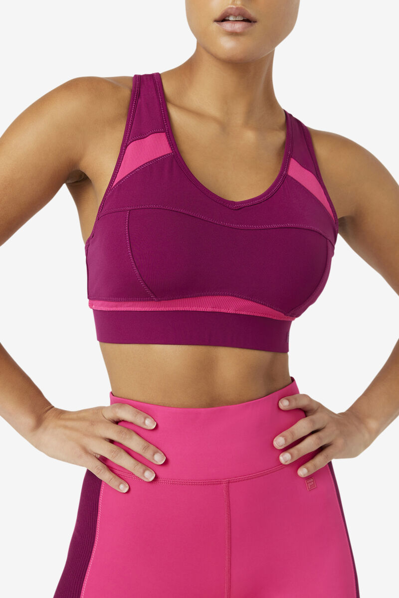 Purple / Light Pink Women's Fila Uplift Racerback Sports Bra Sports Bra | Mv1mVdXxzX4