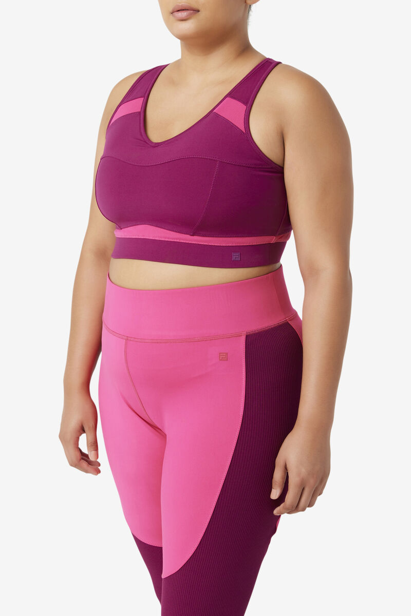 Purple / Light Pink Women's Fila Uplift Racerback Sports Bra Sports Bra | lyiLpCGmP1H