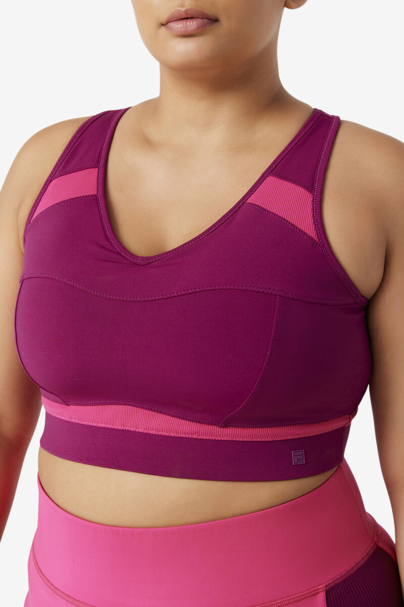 Purple / Light Pink Women's Fila Uplift Racerback Sports Bra Sports Bra | lyiLpCGmP1H