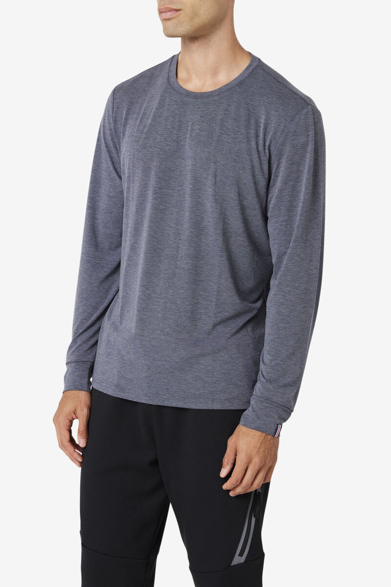 Purple Men's Fila Commuter Long Sleeve T Shirts | VZSLGhoUCLs