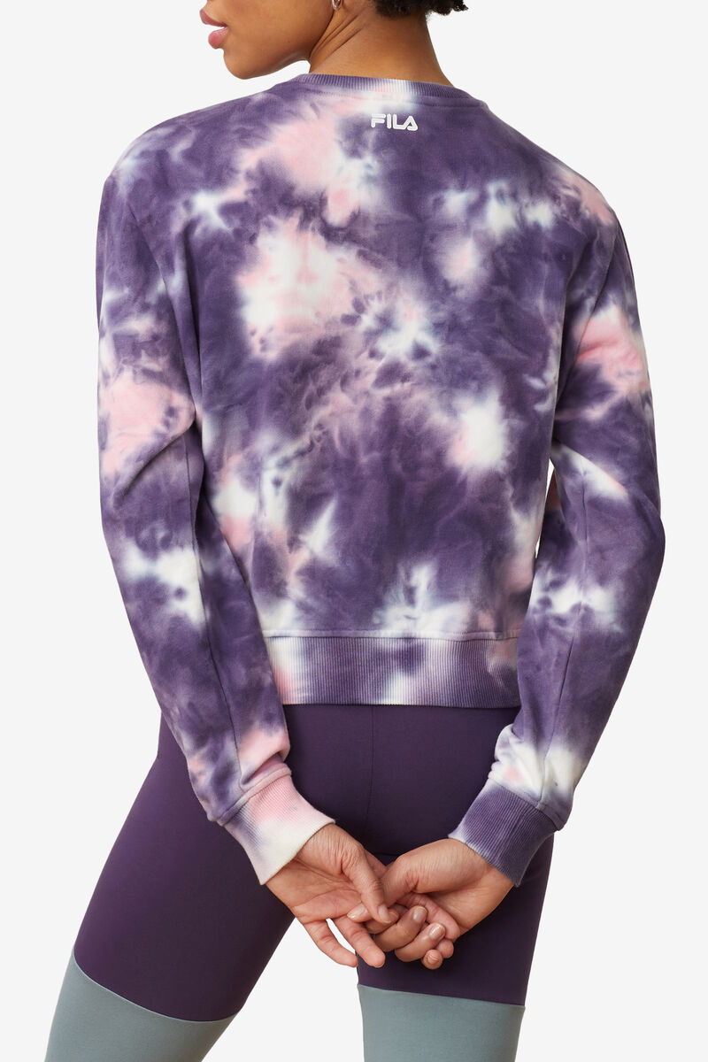 Purple / Pink Women's Fila Ashley Tie Dye Sweatshirt Sweatshirts | kwqUzoUGU9B