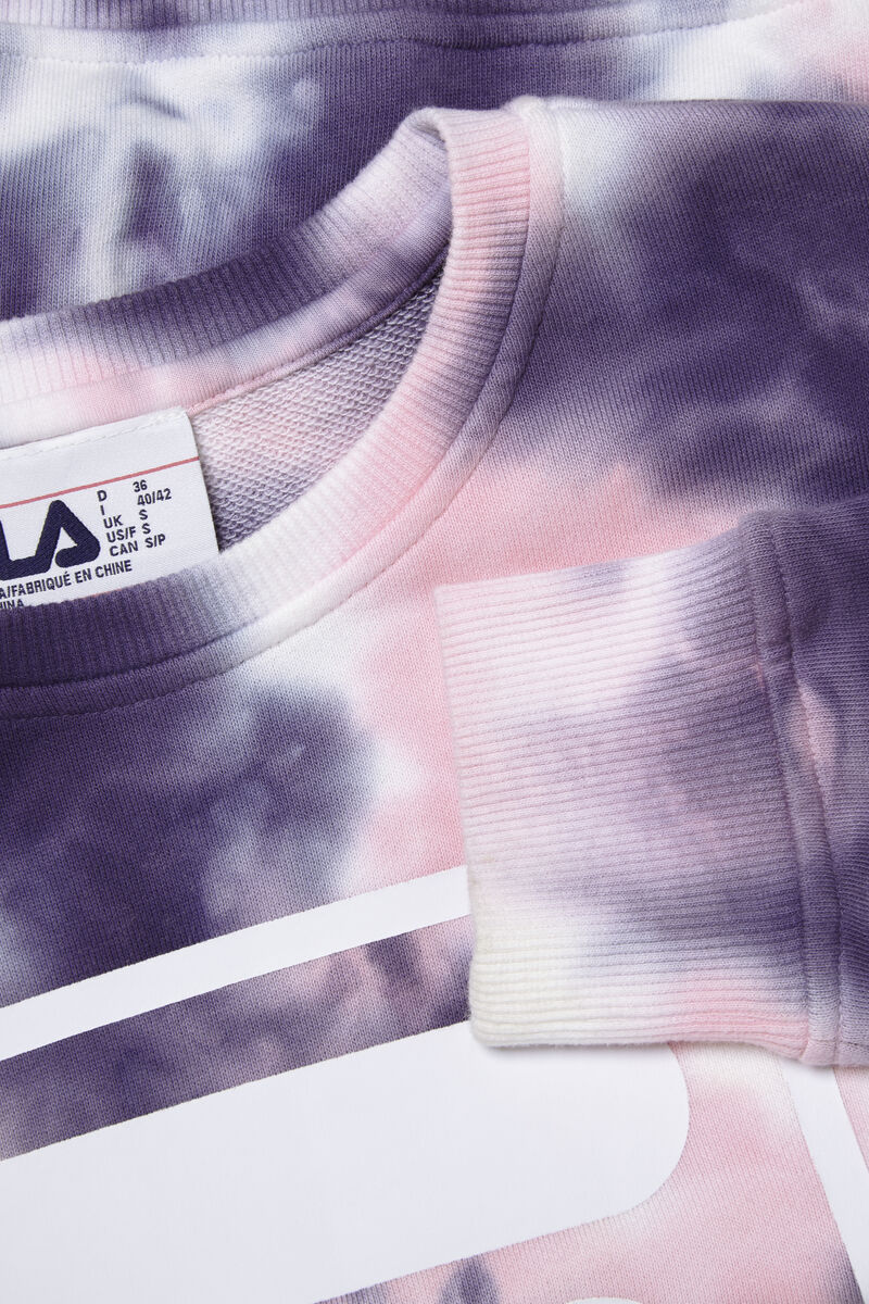 Purple / Pink Women's Fila Ashley Tie Dye Sweatshirt Sweatshirts | kwqUzoUGU9B