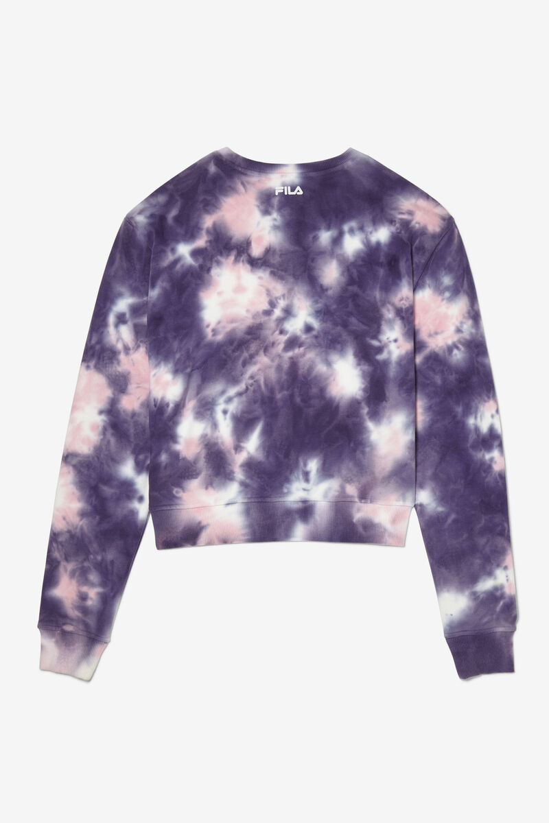 Purple / Pink Women's Fila Ashley Tie Dye Sweatshirt Sweatshirts | kwqUzoUGU9B