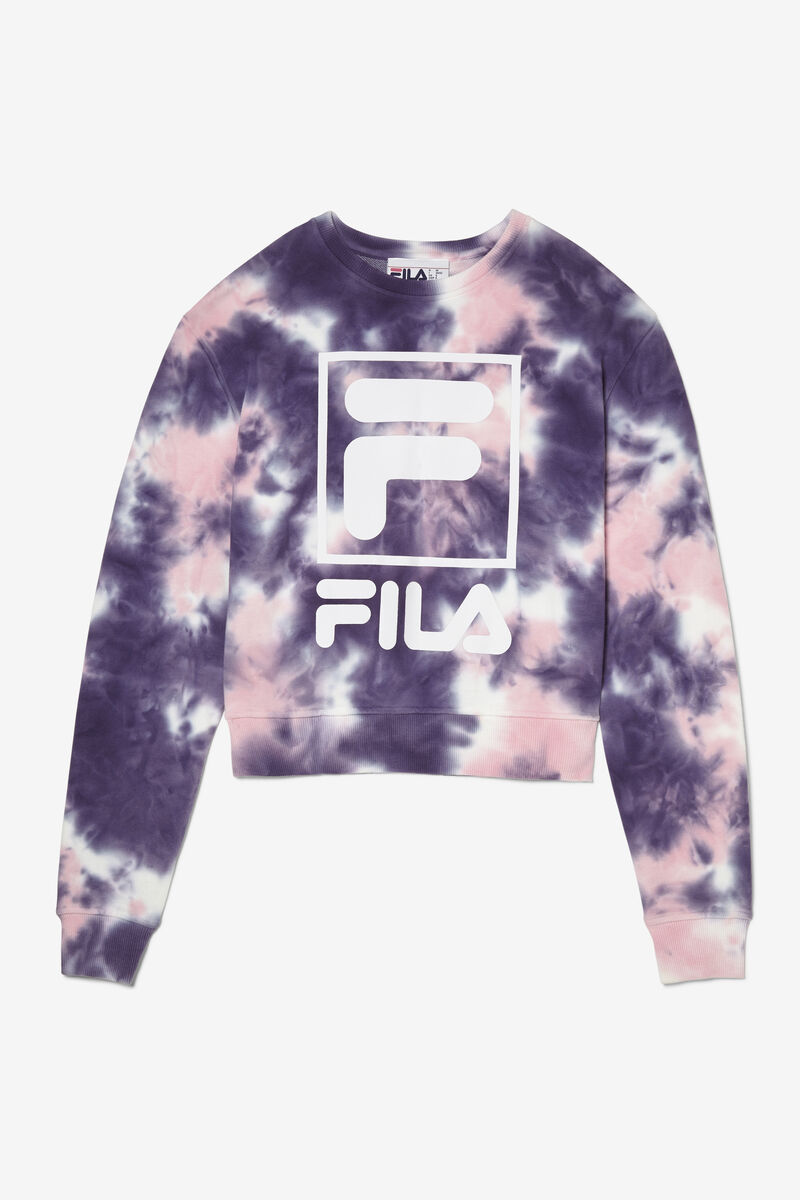 Purple / Pink Women\'s Fila Ashley Tie Dye Sweatshirt Sweatshirts | kwqUzoUGU9B