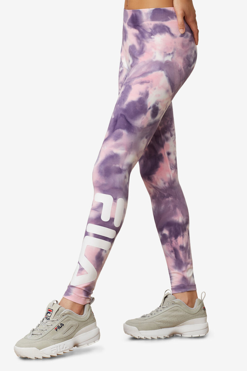 Purple / Pink Women's Fila Laila Tie Dye Legging Leggings | VSEaUDTxjGJ