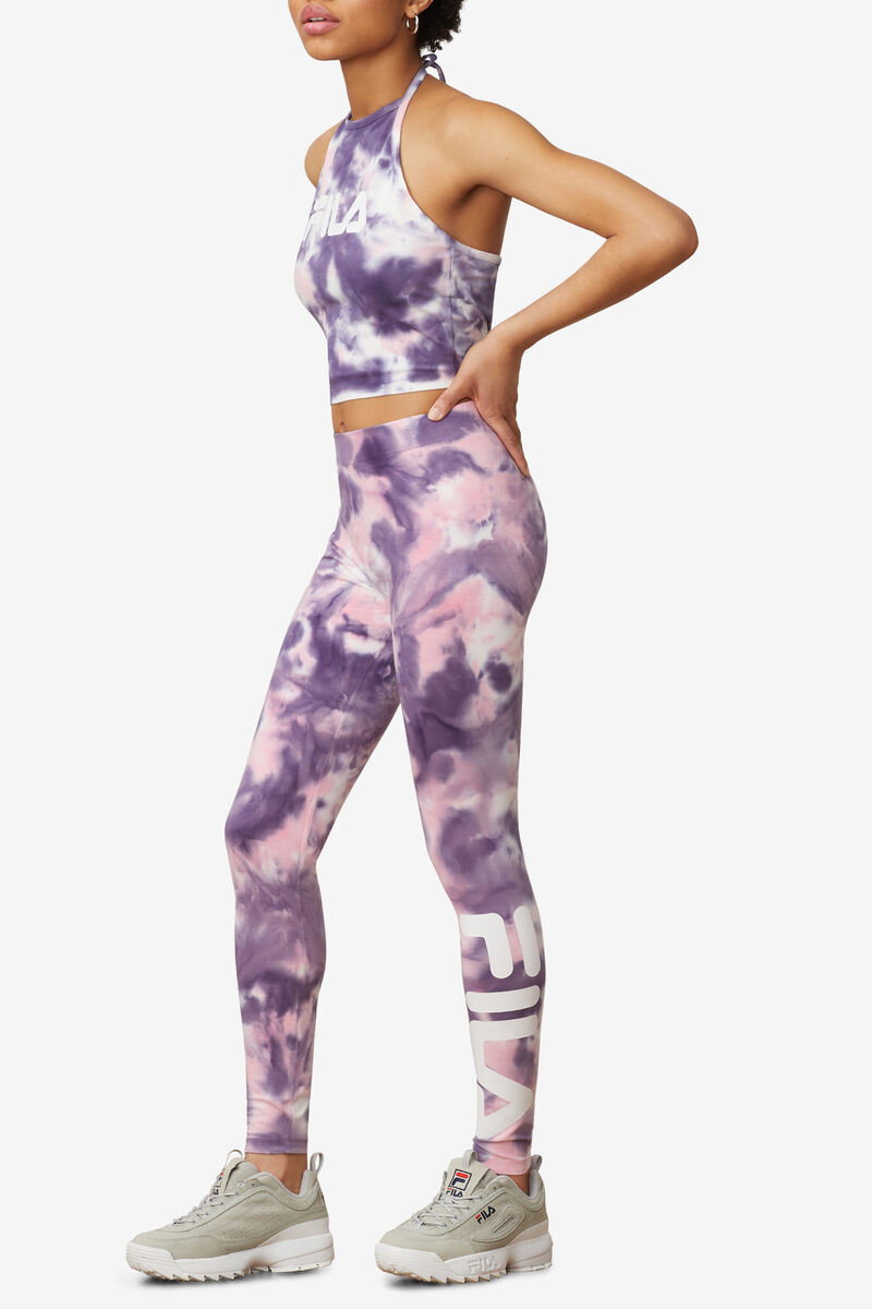 Purple / Pink Women's Fila Laila Tie Dye Legging Leggings | VSEaUDTxjGJ